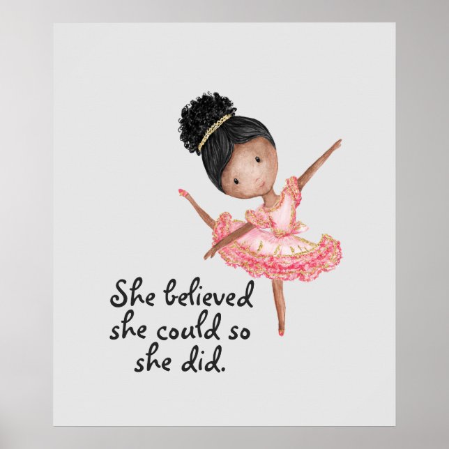 Brown Girl Ballerina with Quote Poster (Vorne)