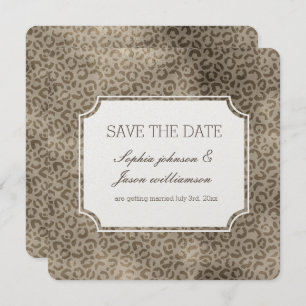 Brown Glam Leopard Print Save the Date Einladung