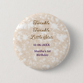 Brown glitter twinkle twinkle little star birthday button