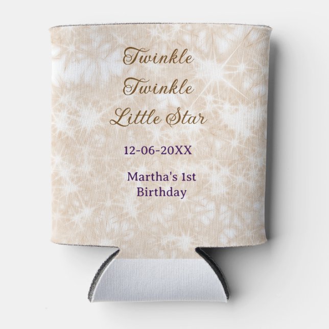 Brown glitter twinkle twinkle little star birthday dosenkühler (Vorderseite)