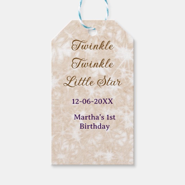 Brown glitter twinkle twinkle little star birthday geschenkanhänger (Vorderseite)