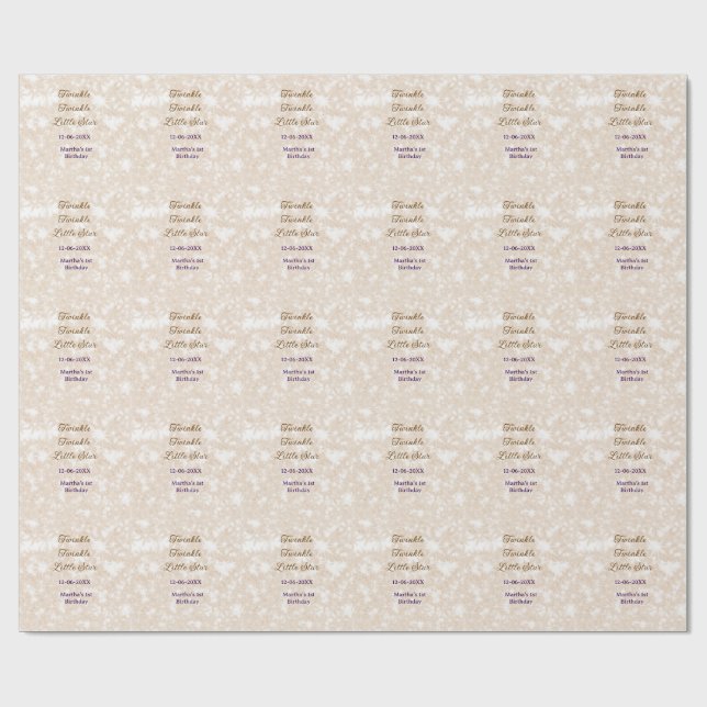 Brown glitter twinkle twinkle little star birthday geschenkpapier (Flach)