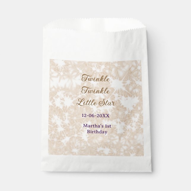 Brown glitter twinkle twinkle little star birthday geschenktütchen (Vorderseite)