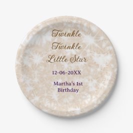 Brown glitter twinkle twinkle little star birthday pappteller