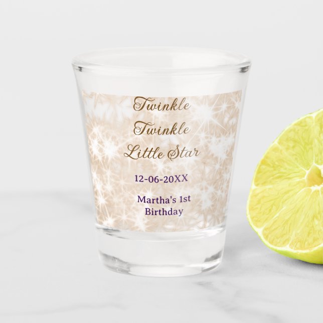 Brown glitter twinkle twinkle little star birthday schnapsglas (Vorderseite)