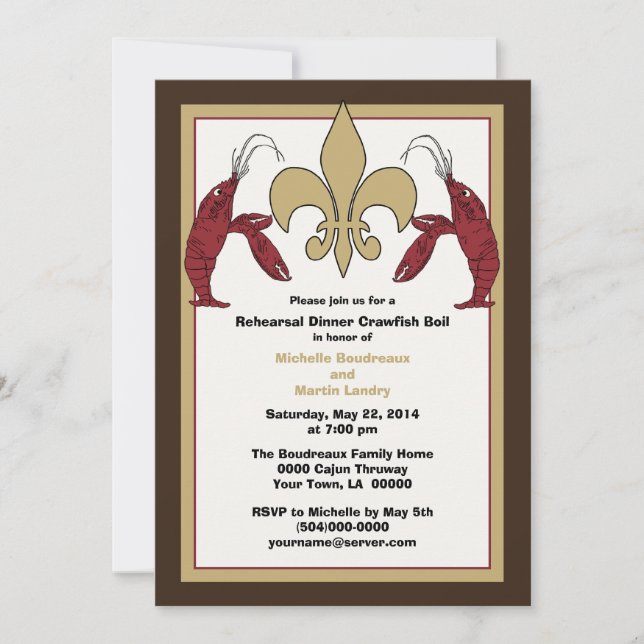 Brown Gold Crawfish Boil Event Invitations Einladung (Vorderseite)