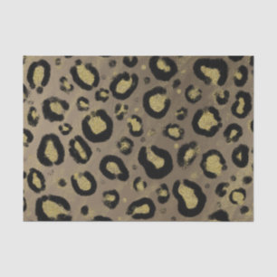 Brown Gold Glitzer & Black Leopard Cheetah Print Seidenpapier