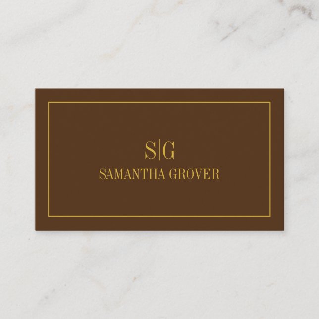 Brown Gold | Minimalistisch Modernes Beruflich Visitenkarte (Vorderseite)
