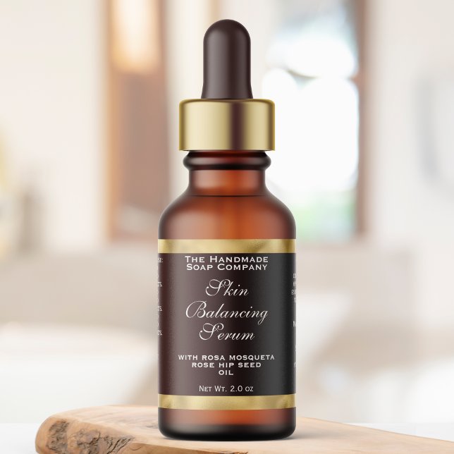Brown & Gold Small Cosmetics Dropper Bottle Label  Adressaufkleber (Von Creator hochgeladen)