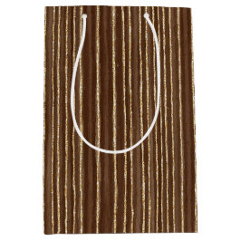Brown Gold Stripes Christmas Mittlere Geschenktüte