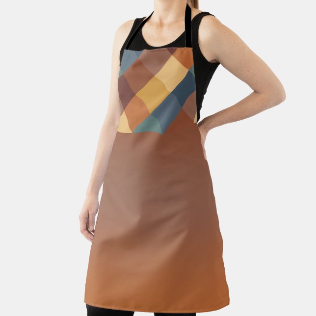 BROWN GOLD TEAL BLUE FALL GEOMETRIC PATTERN SCHÜRZE (InSitu)