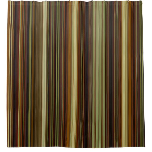 Brown-Gold und grüne Streifen Duschvorhang (Vorderseite)