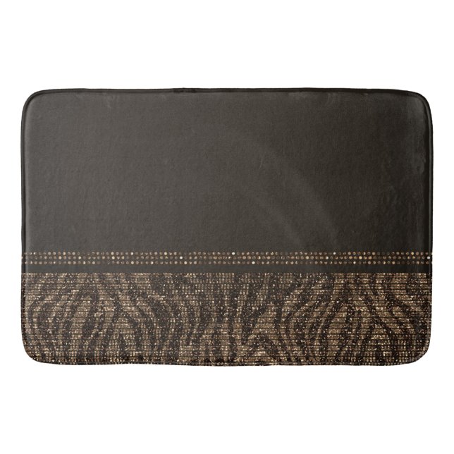 Brown Gold Zebra Wild Animal Print Exotic Glam Badematte (Vorderseite)