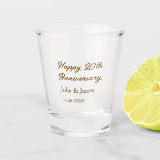Brown golden happy 20th anniversary name datsimple schnapsglas