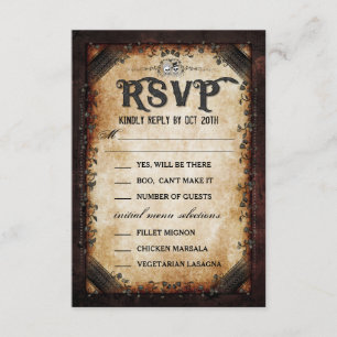 Brown Gothic Halloween Skeleton Matching MENU UAWG Einladung