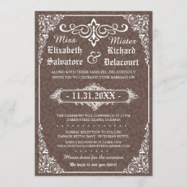 Brown Gothic Viktorianisch Damask Wedding Invites Einladung