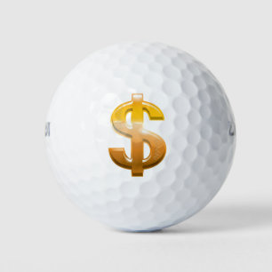 Brown Gradient Dollar Sign Golfball