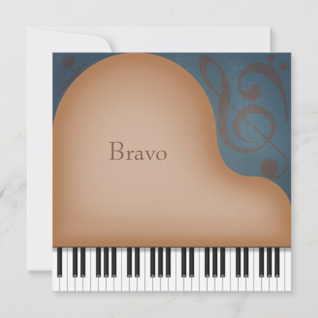 Brown Grand Piano Personalisiert Mitteilungskarte (Vorderseite)