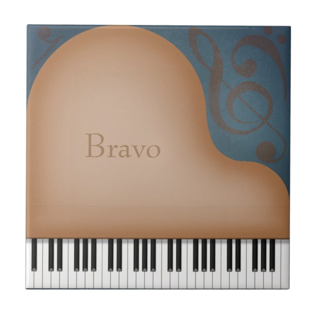 Brown Grand Piano Personalisiert Musical Fliese (Vorderseite)