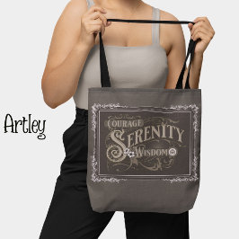 Brown Gray Vintag Style Serenity Gebet Tasche
