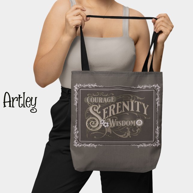 Brown Gray Vintag Style Serenity Gebet Tasche (Von Creator hochgeladen)