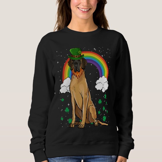 Brown Great Dane St Patricks Day Leprechaun Sweatshirt (Vorderseite)