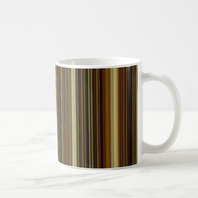 Brown Green and Gold Stripes Kaffeetasse (Rechts)