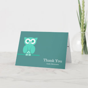 Brown Green Owl Vielen Dank Dankeskarte