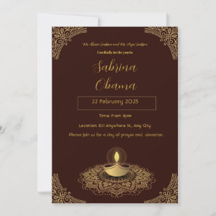 Brown grenzt traditionelle Saraswathi Puja Invitat Einladung