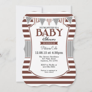 Brown Gris Gris Baby shower Invitation