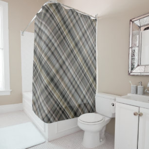 Brown gris Plaid Rustique Neutre Douche Rideau
