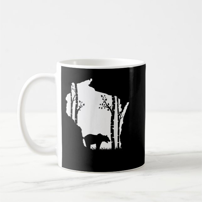 Brown Grizzly Bear Hunting - Wisconsin map Hunter Kaffeetasse (Links)