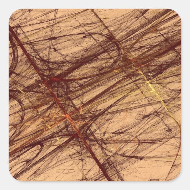 Brown Grunge Abstrakt Fraktal Square Sticker (Vorderseite)
