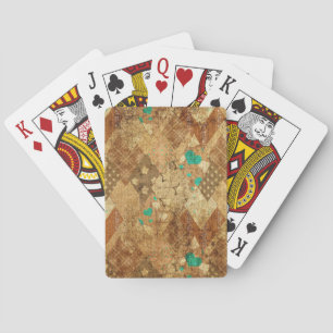 Brown Grunge Quilt Stars Herz Spielkarten