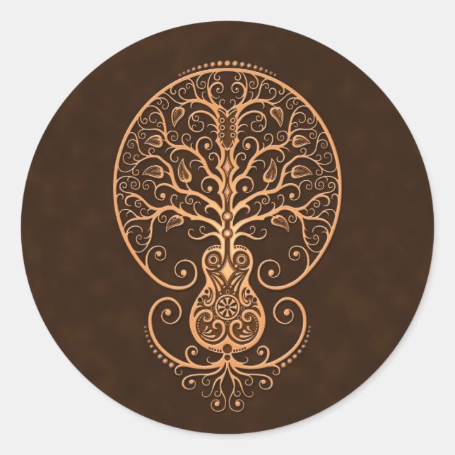 Brown Guitar Tree of Life Runder Aufkleber (Vorderseite)