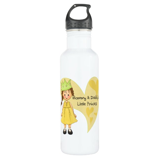 Brown-Haar-Mama und die Prinzessin des Vatis Trinkflasche (Vorderseite)