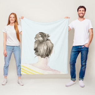 Brown-Haar-Spitzen-Knoten-Brötchen Fleecedecke