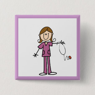 Brown-Haar-weibliche Button