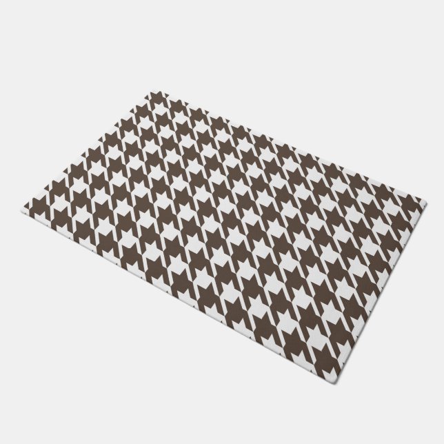 Brown Hahnentrittmuster Doormat Fußmatte (Schrägansicht)
