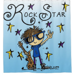 Brown Hair Boy Rock Star Music Duschvorhang