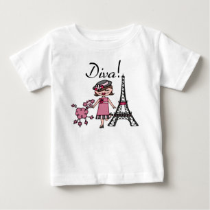 Brown Hair Diva Baby Tutu Bodysuit Baby T-shirt