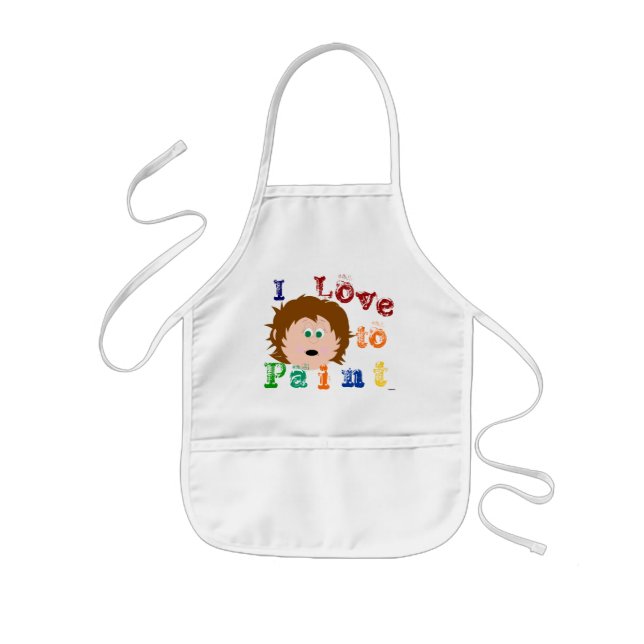 Brown Hair Green Eyed Little Girls Face Painting Kinderschürze (Vorne)