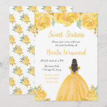 Brown Hair Princess Gold Floral 16 . Geburtstag
