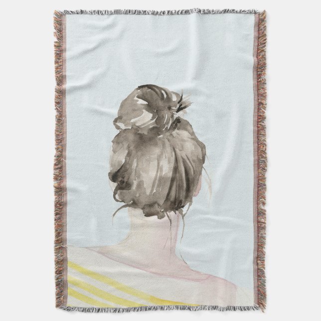 Brown Hair Top Knot Bun Decke (Vorderseite Vertikal)