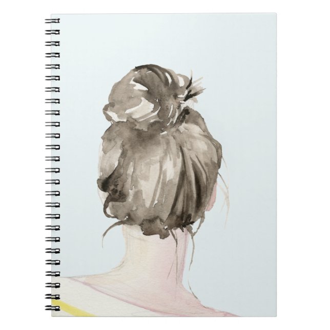 Brown Hair Top Knot Bun Notizblock (Vorderseite)