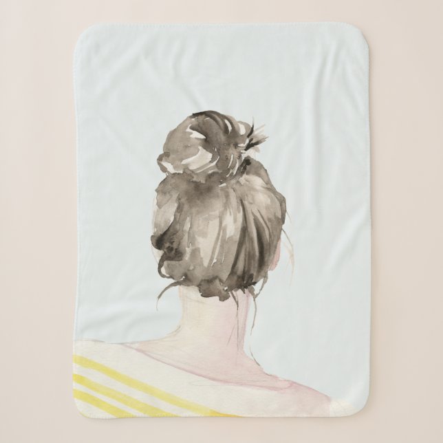 Brown Hair Top Knot Bun Sherpadecke (Vorderseite)