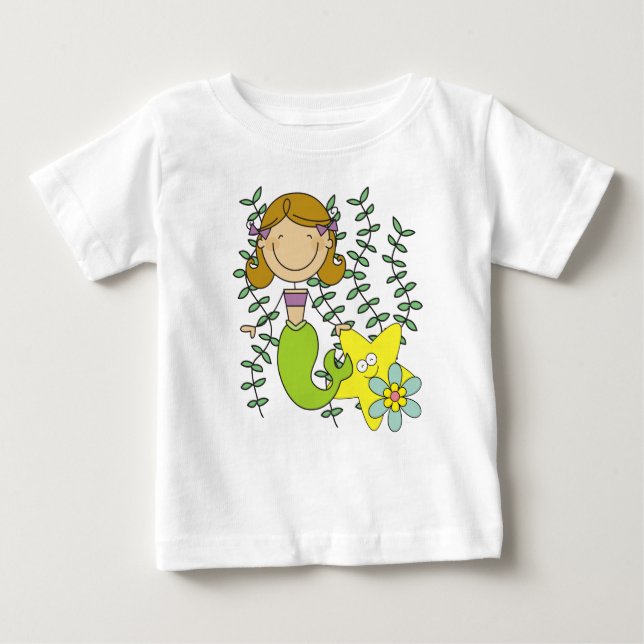 Brown Haired Mermaid Baby T-shirt (Vorderseite)