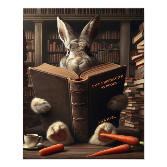 Brown Hare leicht von Büchern abgelenkt! Poster (Vorne)