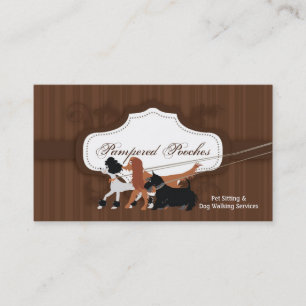 Brown-Haustier-sitzende Hundegehende Visitenkarte
