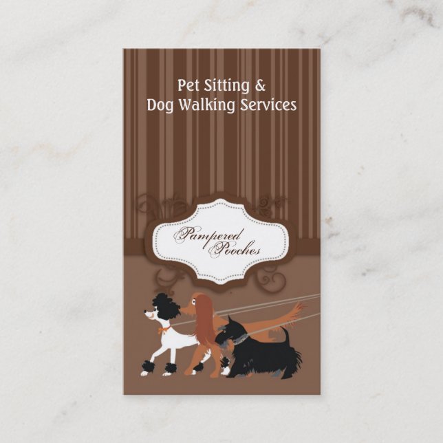 Brown-Haustier-sitzende Hundegehende Visitenkarte (Vorderseite)